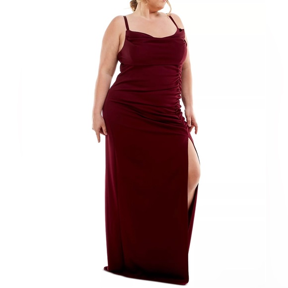 🆕 EMERALD SUNDAE Cowlneck Side-Ruched Maxi Dress Plus Size 20 NWT - Picture 3 of 3